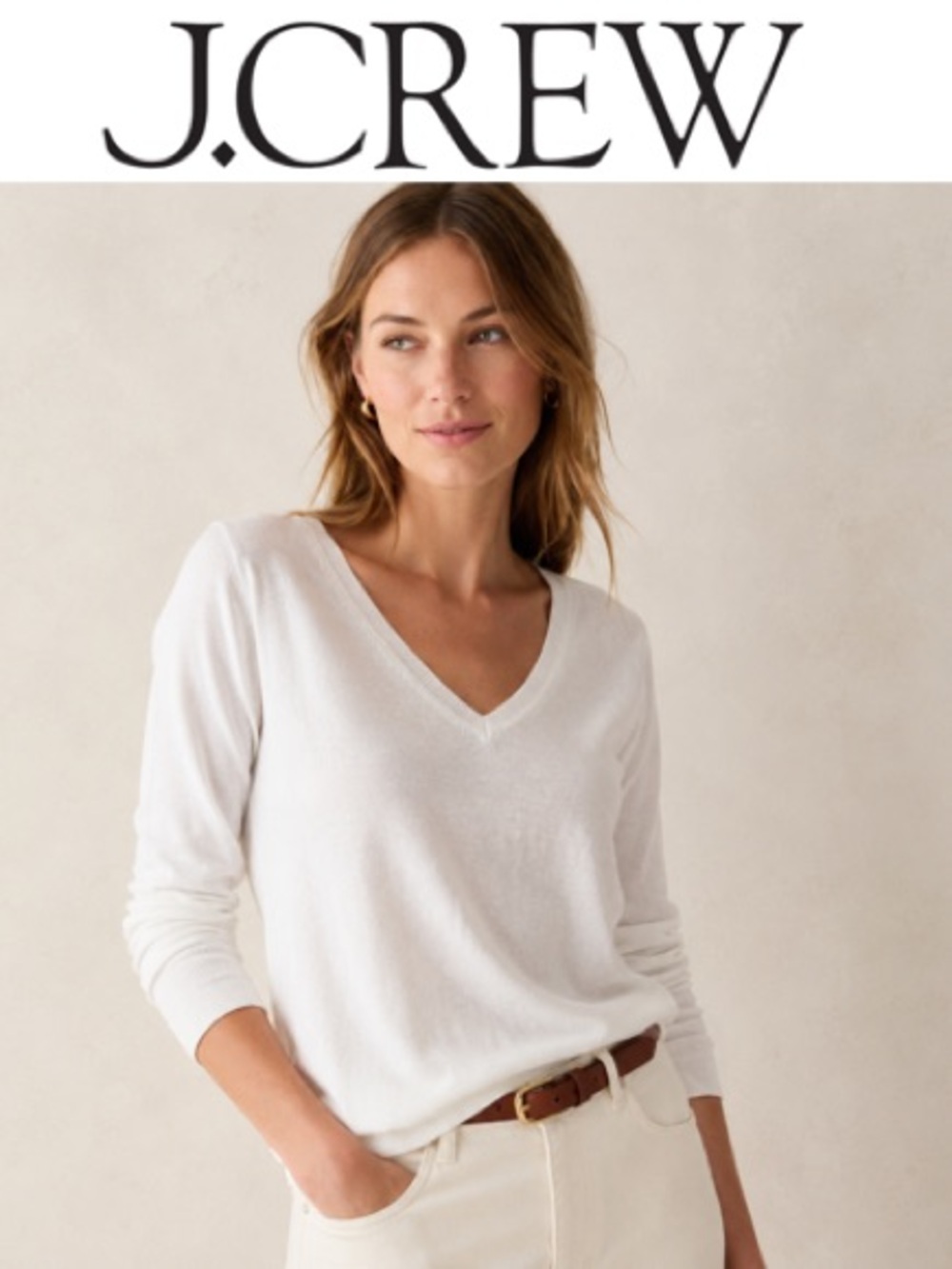 J.Crew 100% Cotton V-Neck Sweater Size Small